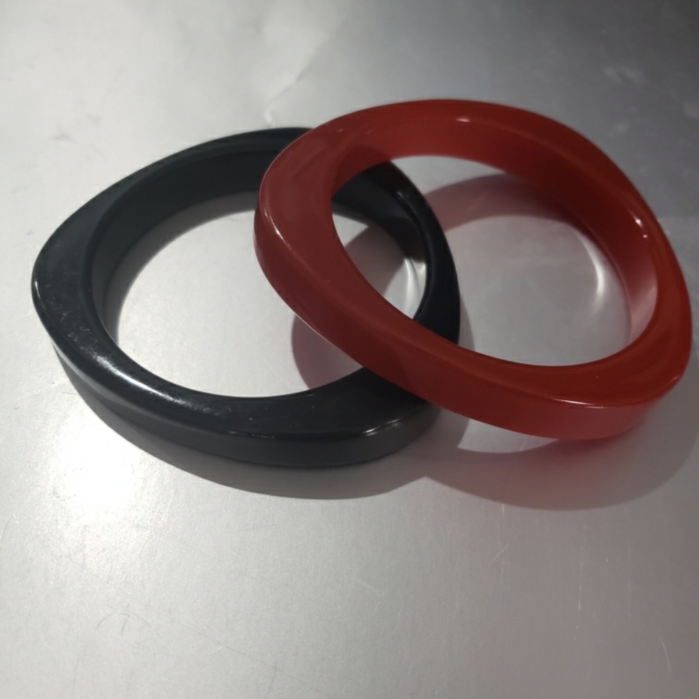 Set Of 2 Red and Black Lucite Vintage  Bangles.